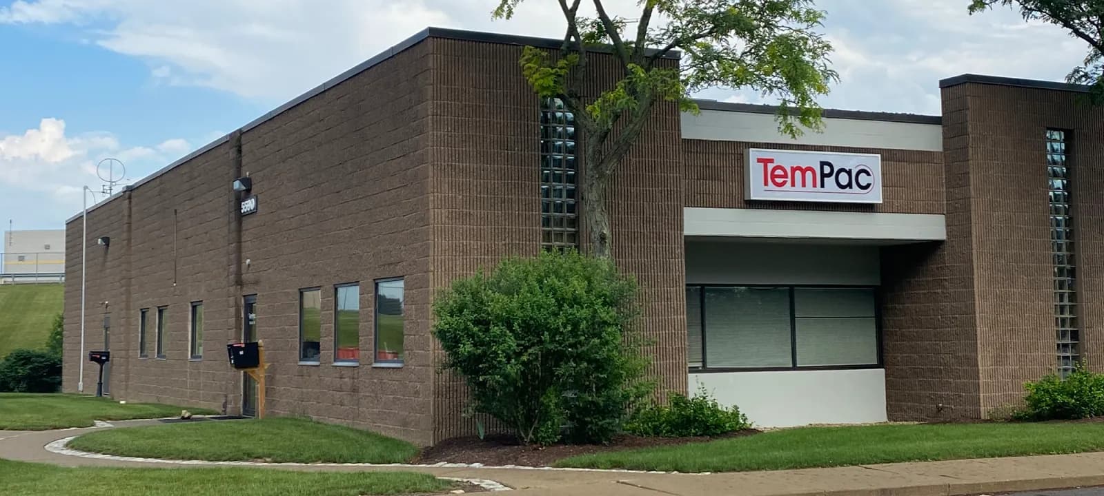 The TemPac building in North Canton, Ohio, with the TemPac sign over the entrance